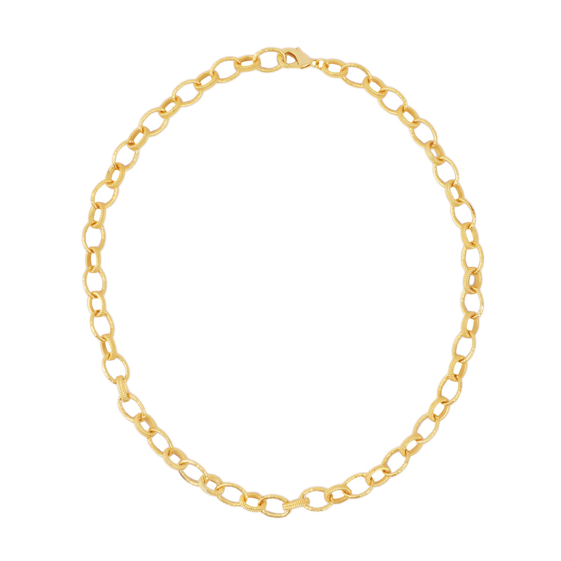 Oval  Hammered Link  Necklace