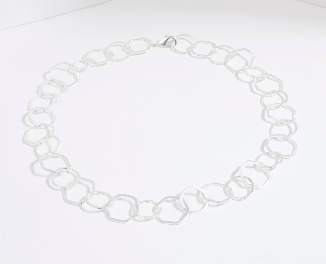 Hexagonal Loop Chain Silver 22"(56cm) - Lila Rasa