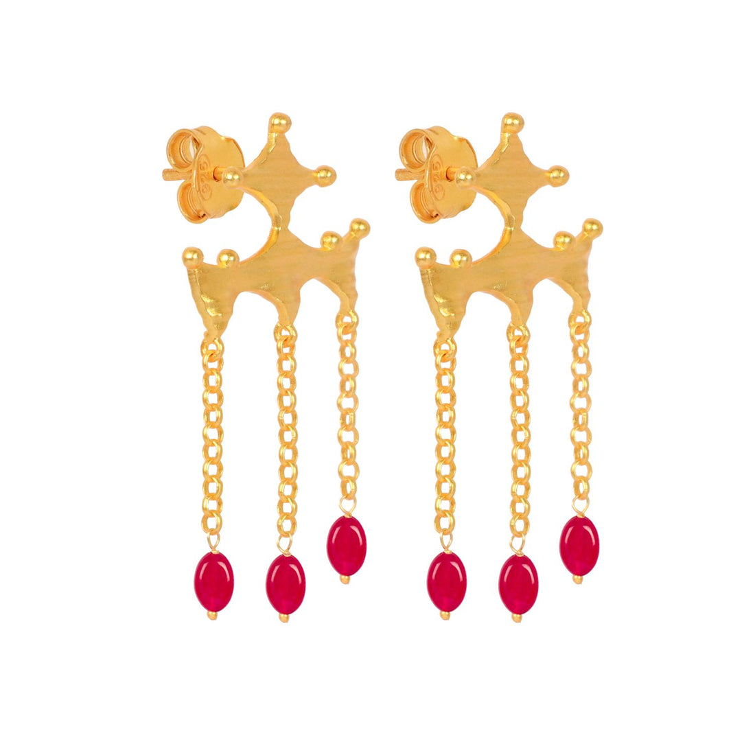 Ruby Bead Drop Earrings