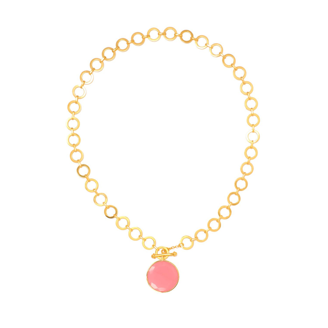 Blushing  Pink Crystal With Loop Chain & T Lock