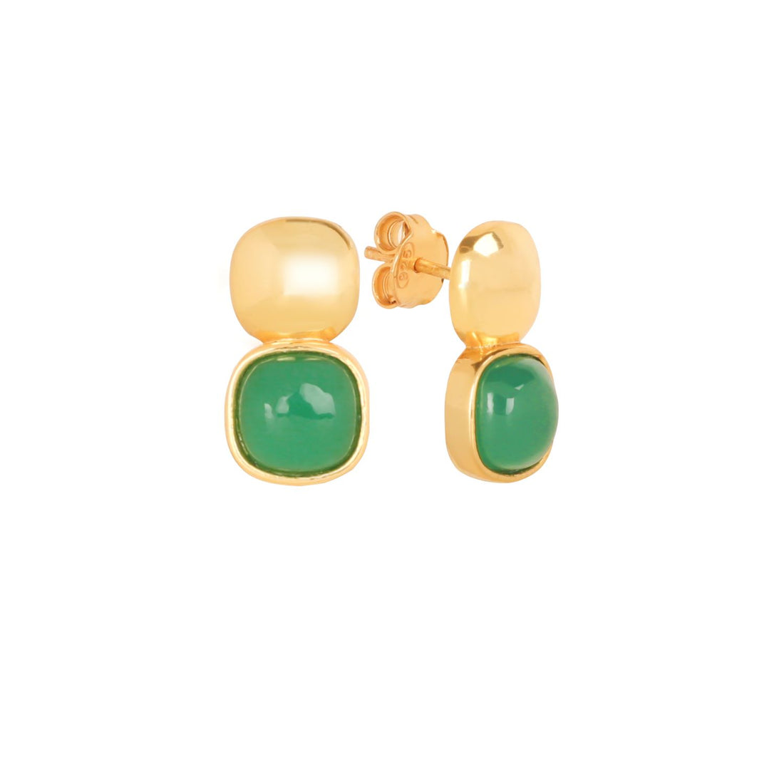 Glossy Gold & Emerald Green Crystal Stud