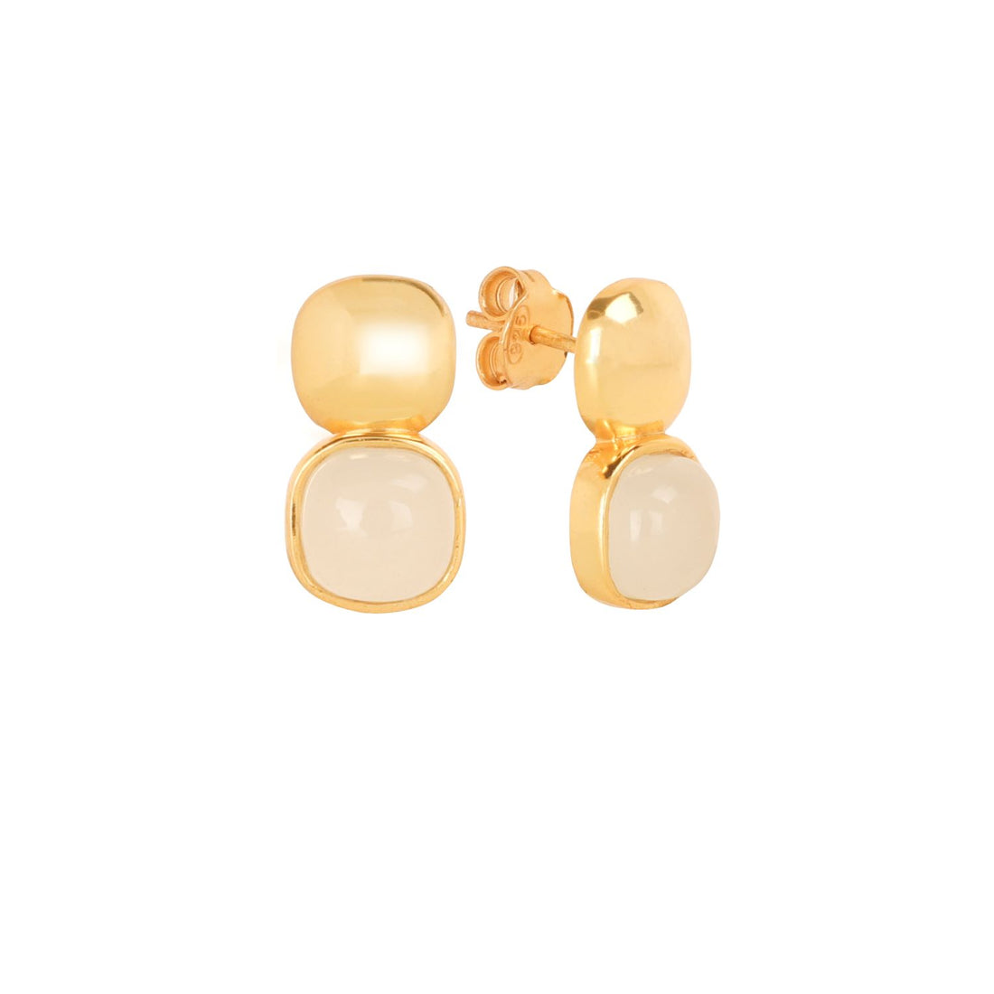 Glossy Gold & Sparkling White Crystal Stud