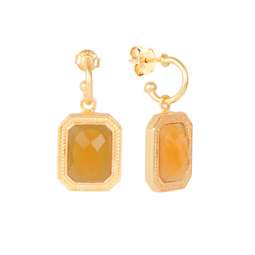 Rectangular Citrine Crystal Hoops