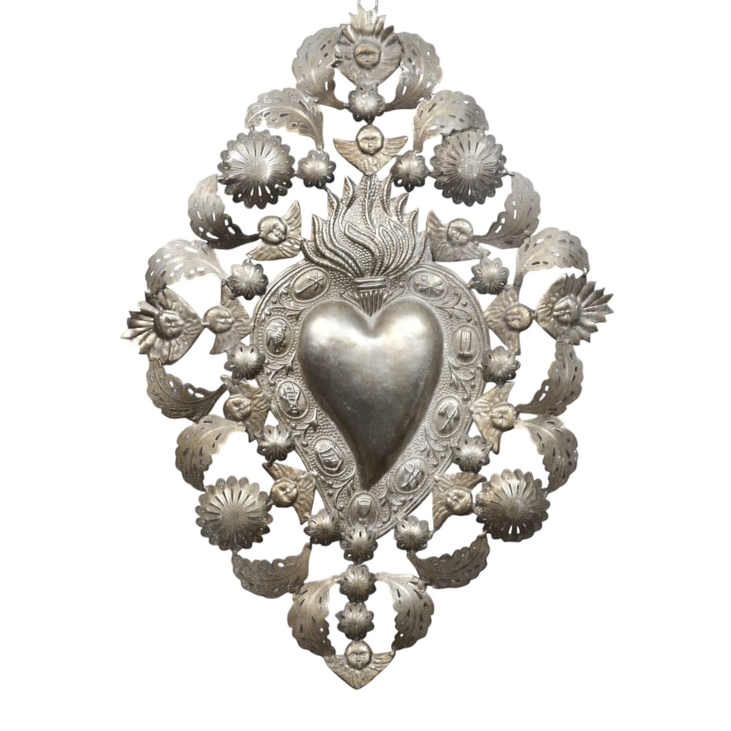 Antique Filigree Heart Wall Hanging Ex-Voto 29X1.5X43.5Cm