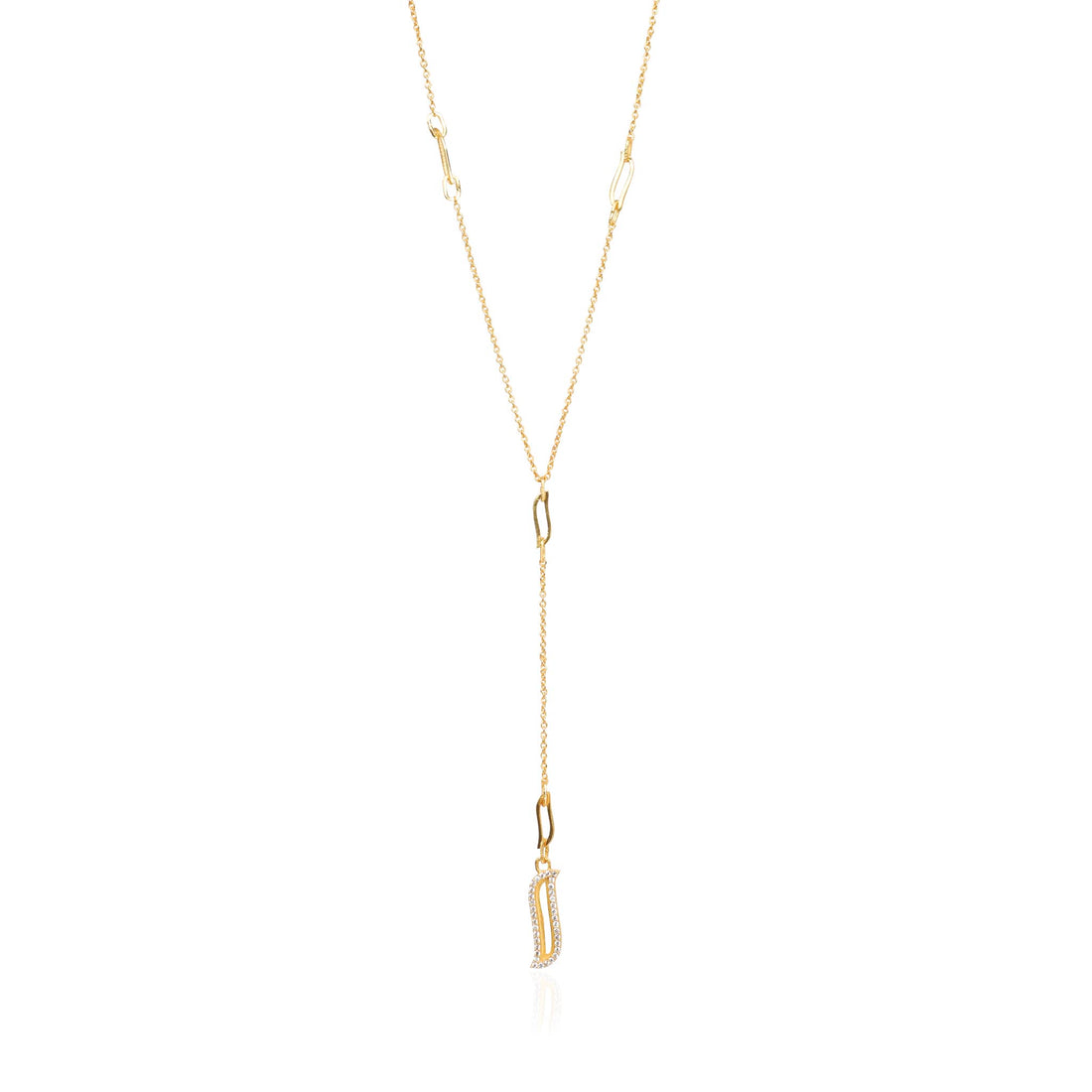 Wave Symphony Lariat Necklace - CZ - Lila Rasa